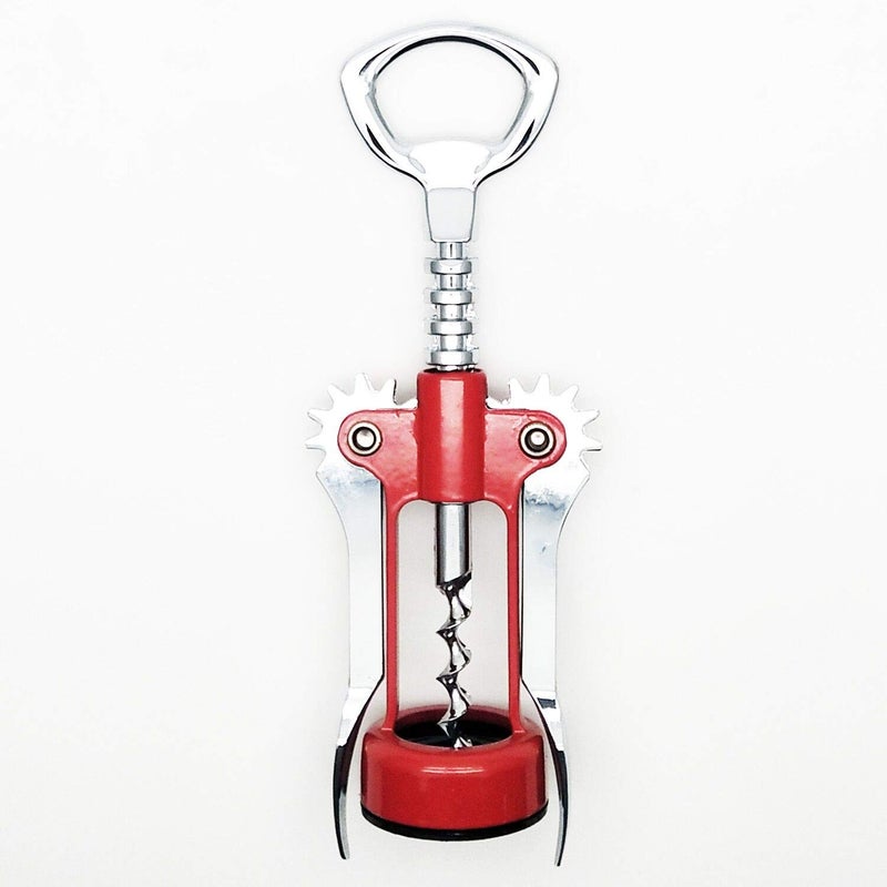 XMHF Italianism Wing Corkscrew Wine Opener, Rubber-touch Finish For Non-slip, Comfort Grip Red - Image 1